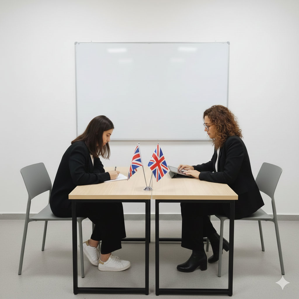 İngilizce özel ders alan mutlu öğrenci